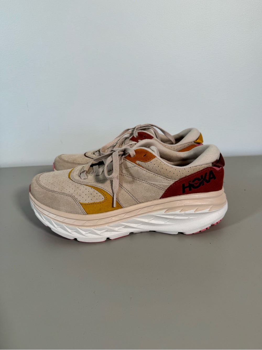 NWOT HOKA Bondi L Suede Shifting Sand Sneakers Men’s 11 / Women’s 12 - Picture 6 of 12